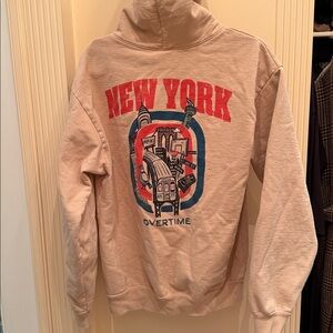 Overtime "Drawn to Win" NYC Landmark Hoodie - Cream - Men’s Size Medium